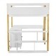 preview thumbnail 48 of 65, Modern Twin Size Wooden Loft Bed with Built-in Storage Cabinet and Cubes, Foldable Desk White - Full