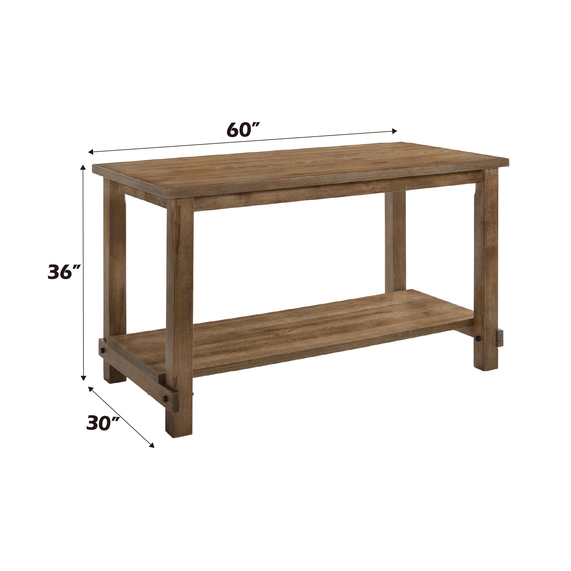 Counter Height Table With Weathered Oak Finish For Rustic Dining