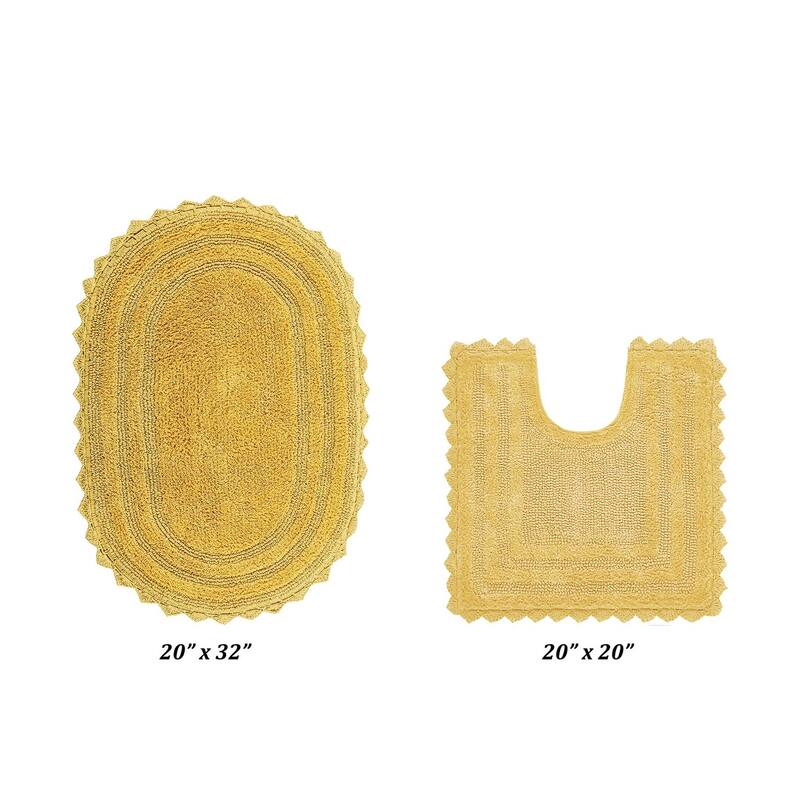 Better Trends Oval Bath Rugs Set 100% Cotton Soft & Water Absorbent Tufted Bathroom Rug for Shower, Sink Bath Mats Lilly Crochet
