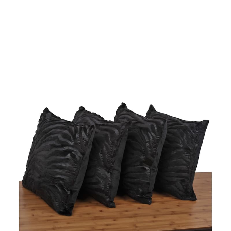 Serenta EmbossedMink 4 Pcs Throw Pillow Cushion Case Cover Shell Set - Black