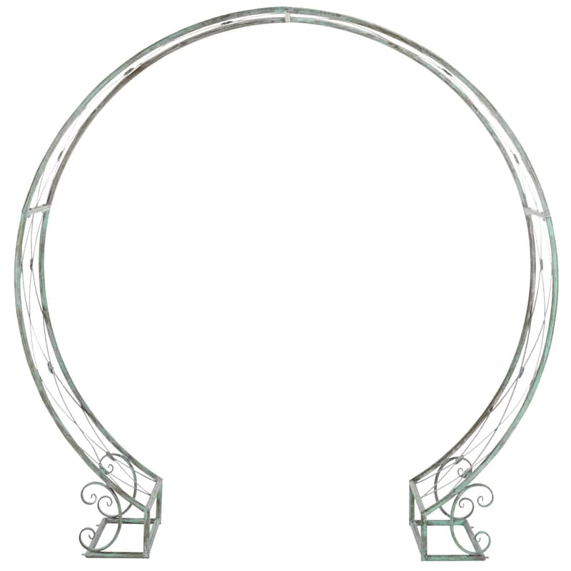 SAFAVIEH Outdoor Melanya 83" Moon Gateway - Antique Green