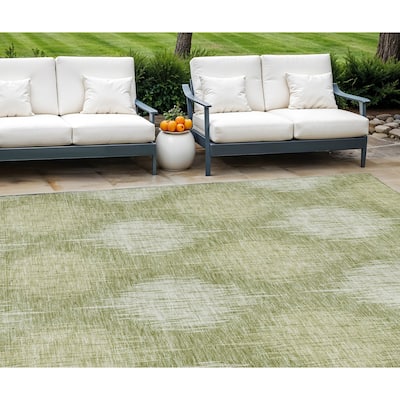 HomeRoots Ikat Transitional Rectangle Outdoor Rug