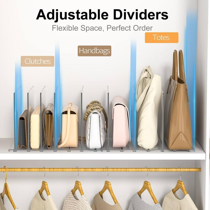 Adjustable Acrylic Purse Organizer – Shelf Divider for Closets