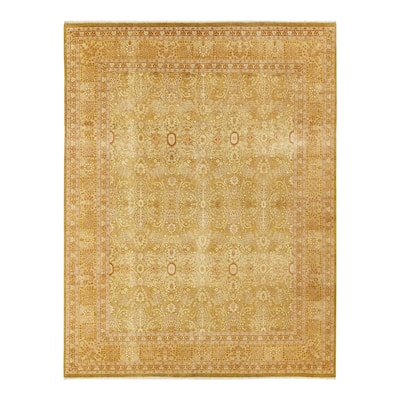 Overton Hand Knotted Wool Vintage Inspired Traditional Mogul Green Area Rug - 8' 1" x 10' 6"