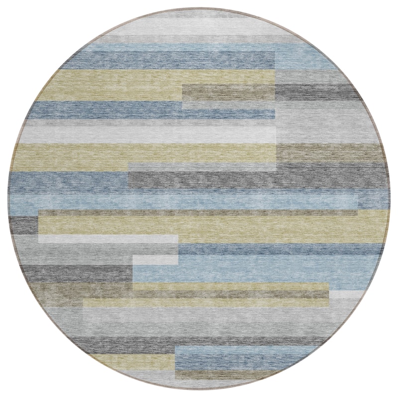 Machine Washable Indoor/ Outdoor Chantille Contempory Stripe Rug