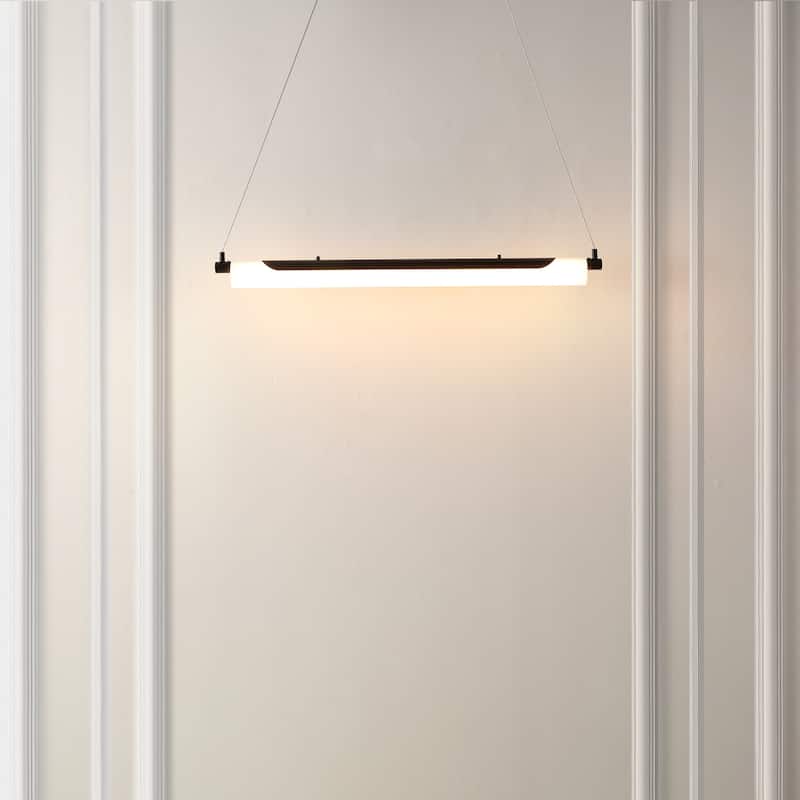 SAFAVIEH Lighting Gertraut 34" Modern & Contemporary Pendant - 34" W x 4" D x 76" H - Black - 34Wx4Dx76H