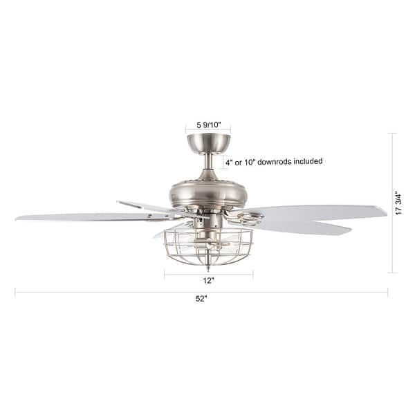 52" Polished Nickel Wood 5-Blade Modern Ceiling Fan with Remote