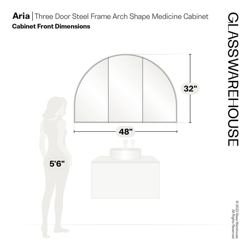 Glass Warehouse SC3-AR-48X32 Aria 48" x 32" Framed Triple Door