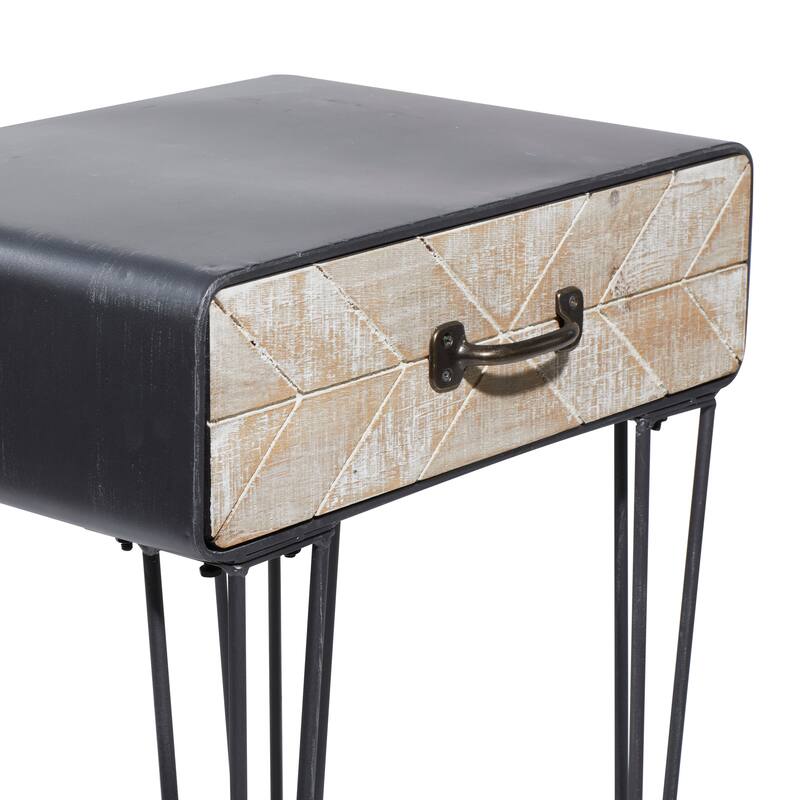 Black Metal Modern Accent Table - 12"W x 17"L x 26"H