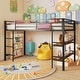 preview thumbnail 6 of 8, Costway Twin Size Low Loft Bed with Storage Shelves Ladder Full-length