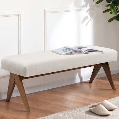 Mid Century Modern Fabric Ottoman Bench