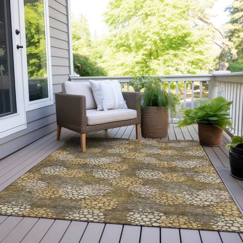 Machine Washable Indoor/ Outdoor Chantille Modern Bubbles Rug - Brown - 2'6" x 3'10"