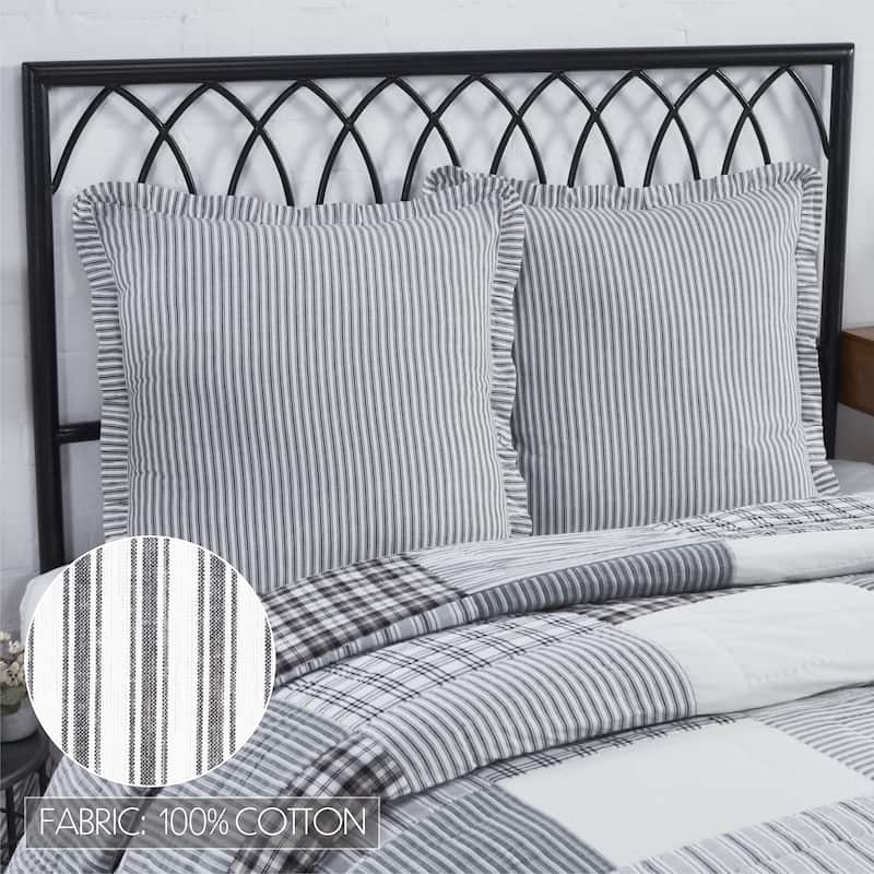 Sawyer Mill Black Ticking Stripe Fabric Euro Sham 26x26 - Black - Euro Square