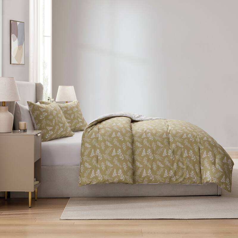 Empyrean 3PC Reversible Botanical Printed Comforter Bedding Set