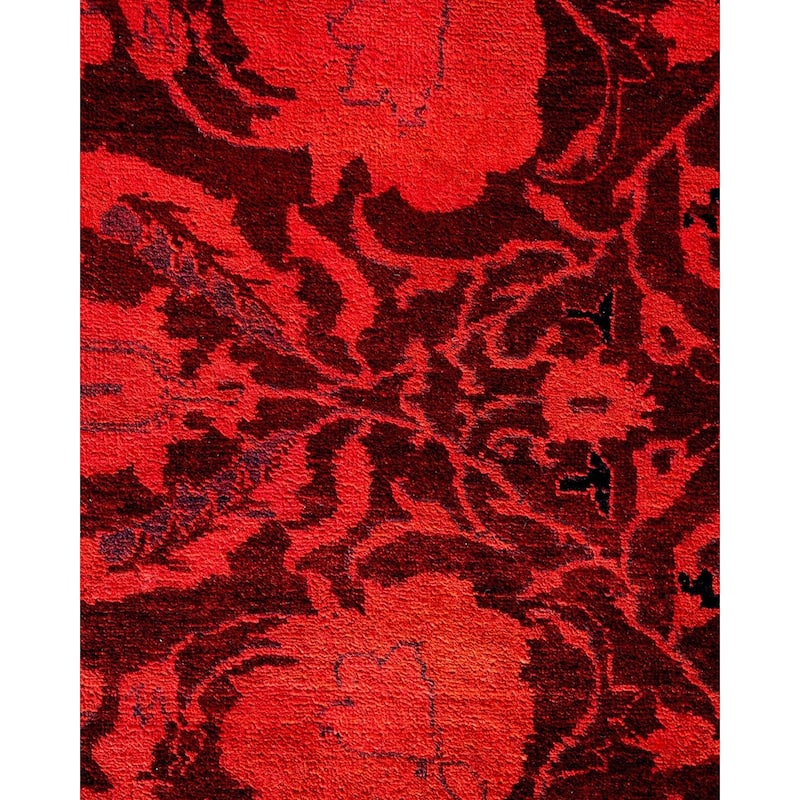 Overton Hand Knotted Wool Vintage Inspired Modern Contemporary Overdyed Pink Square Area Rug - 10' 1" x 10' 10"