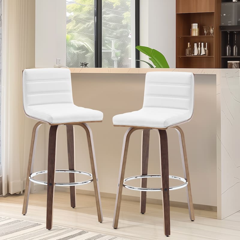26"/29" Faux Leather Swivel Bar/Counter Stools, Set of 2/3 - Set of 2 - White - Bar Height