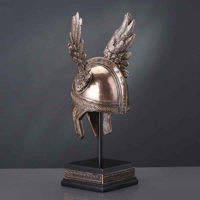 9.45 inches Height Cold Cast Bronze Norse Winged Helmet of Odin Bronze Finish Figurine