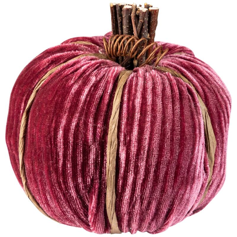 Ribbed Mini Pumpkin Fall Harvest Decorations - 3.5" - Wine Red - Set of 3