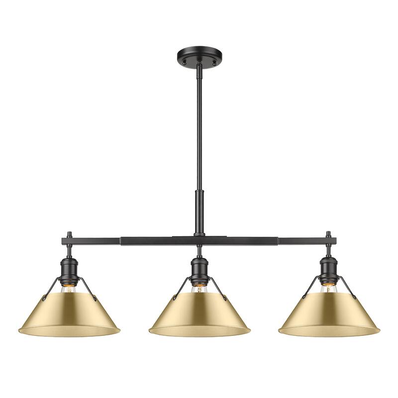 Yep by Golden Lighting Orwell 3-light Island Light in Matte Black and Brushed Champagne Brass shade