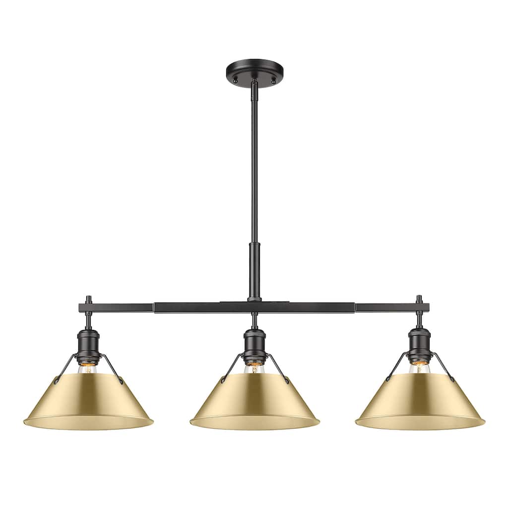 Yep by Golden Lighting Orwell 3-light Island Light in Matte Black and Brushed Champagne Brass shade