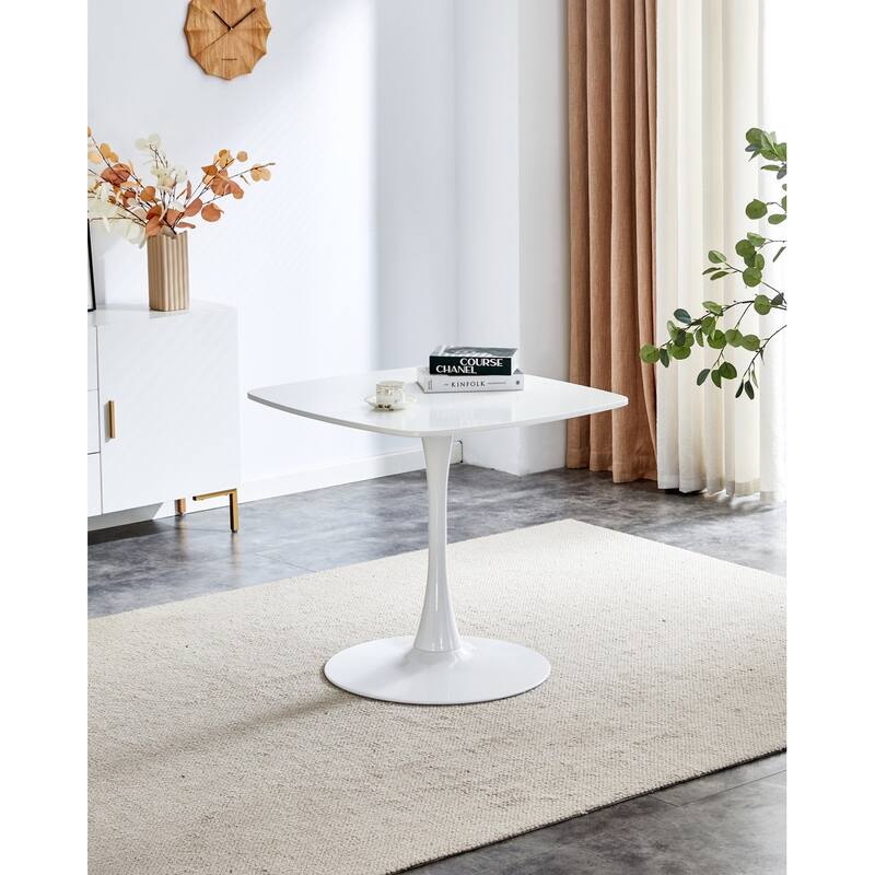 5-Piece Set, Pedestal Dining Table and 4 Transparent Plastic Chairs