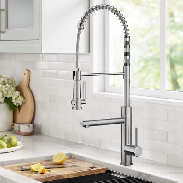 WANMAI Brushed Nickel Pot Filler Faucet – Commercial Brass Folding Wall Mount With Sprayer For Kitchen Sink