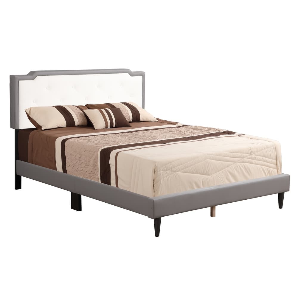 Full Size PU Tufted Platform Bed with Adjustable Headboard