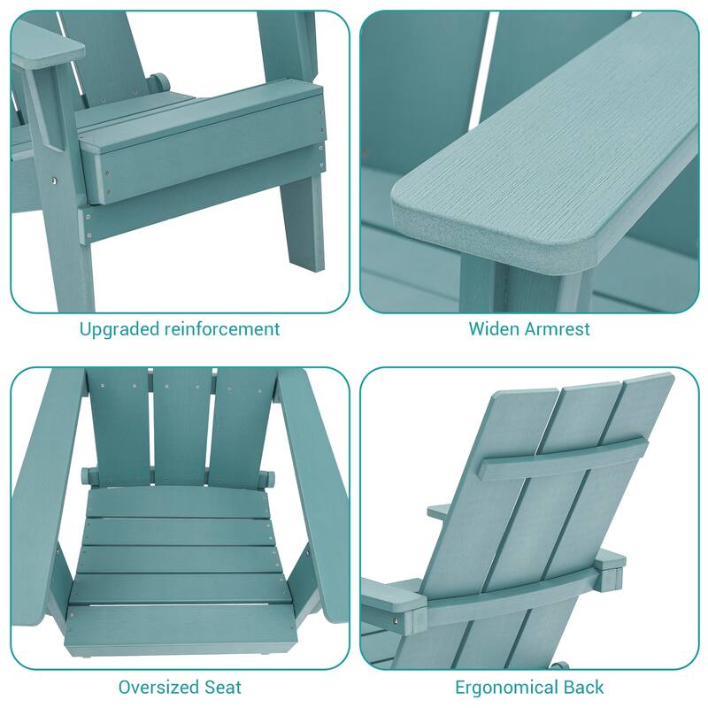 BONOSUKI Patio Folding Adirondack Chair,Waterproof HIPS,Wide Armrests