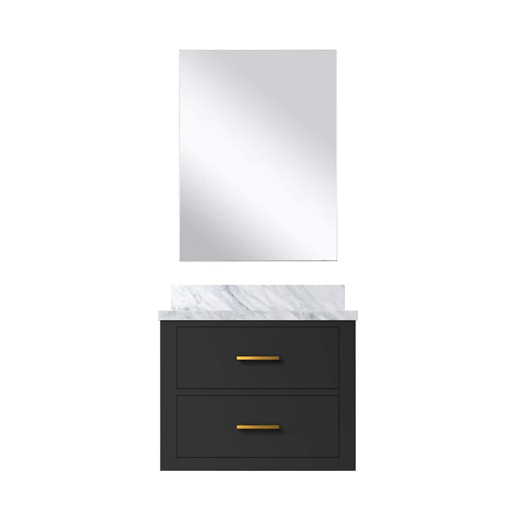 Black Bath Vanity 24" W x 18" D, Acrylic Countertop with Soft Close Cabinet, and 18" Frameless Mirror Included