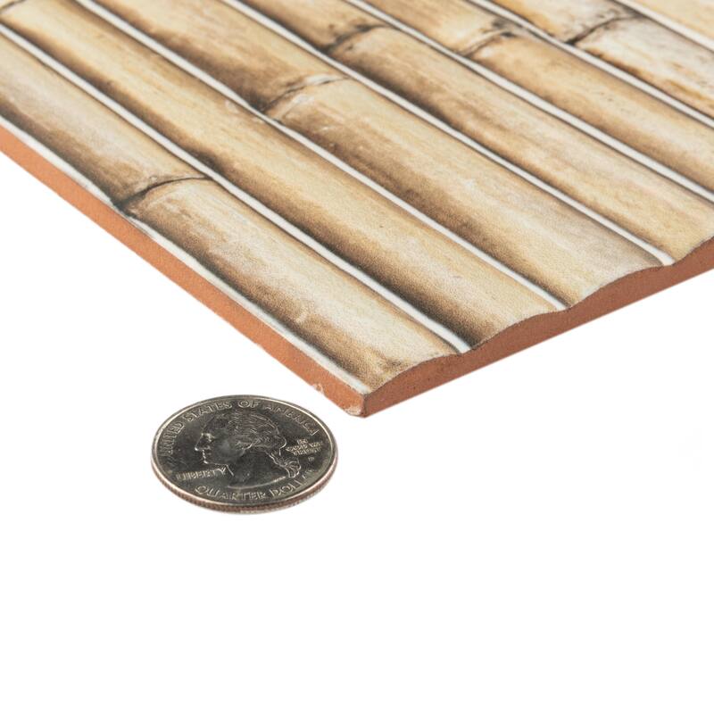 Merola Tile Bamboo Haven Sandy White 5-7/8" x 11-7/8" Fluted Ceramic Wall Tile