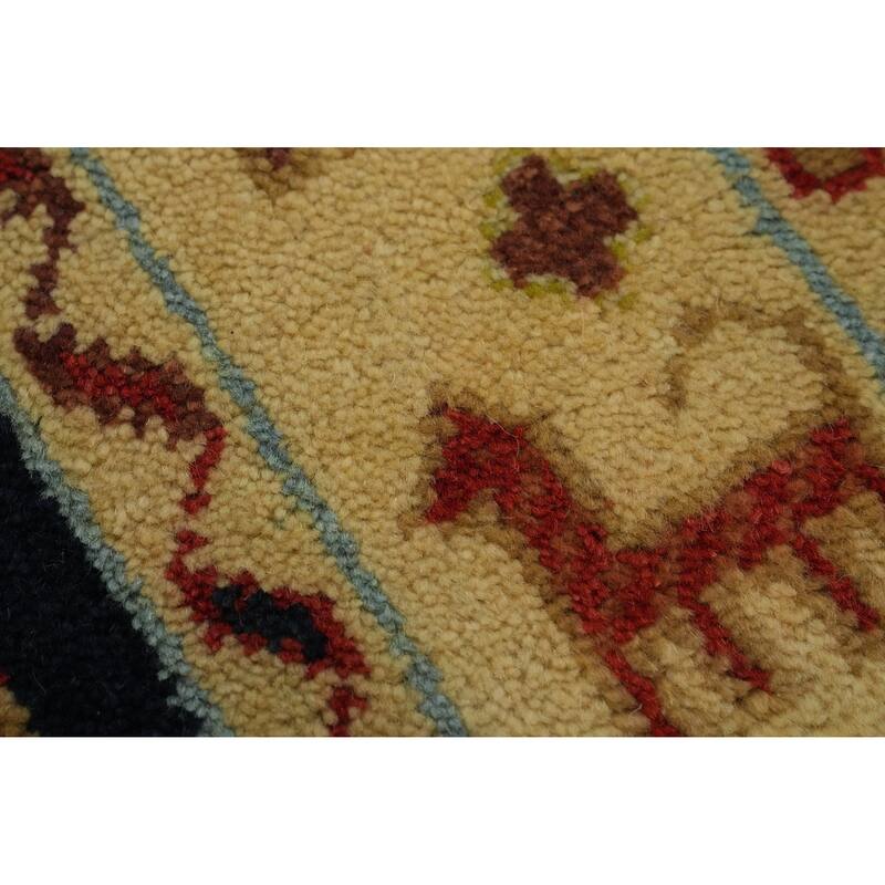 Hand-knotted Traditional Wool Yellow Geometric Oriental Area Rug - 10' 0'' X 7' 11''