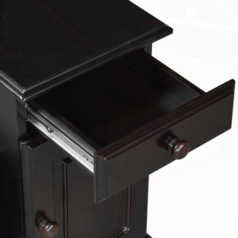 End Table Flip Top Side Table with USB Ports and Bookshelf