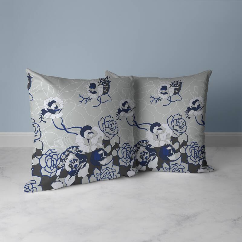Regal Rose Retreat Faux Suede Reversible Throw Pillow Silver and Gray