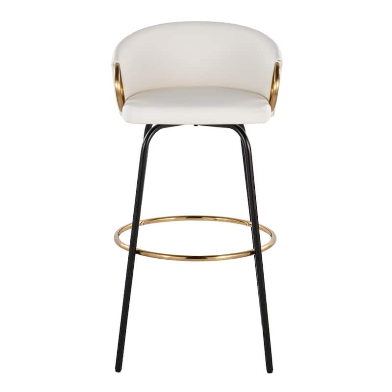 Silver Orchid Battista 30" Fixed-Height Bar Stool with Black Metal Legs & Round Footrest (Set of 2)