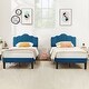 preview thumbnail 14 of 25, VECELO Modern Upholstered Platform Kids Bed with Adjustable Headboard,Twin Size Bed Set of 2 Blue