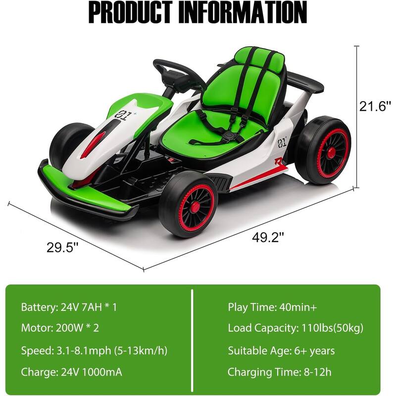 Go Kart for Kids, 24V Drift Kart with 2X200W Strong Motor