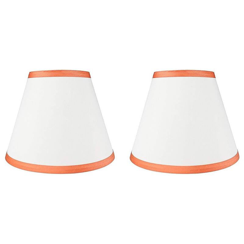Hardback Faux Silk Conical Lamp Shade, 5 inch Top, 9 inch Bottom, 7 inch Slant - Set of 2 - Off White, Orange