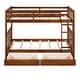 preview thumbnail 10 of 12, Twin-Over-Twin Bunk Bed with 2 Storage Drawers, Solid Wood Bunk Bed w/Guardrail & Built-in Ladder, for Kids Teens Adult, Walnut