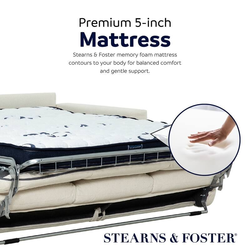 Stearns & Foster® Paolo 82 in. Queen Pull-Out Sofa Bed with 5 in. Memory Foam Mattress