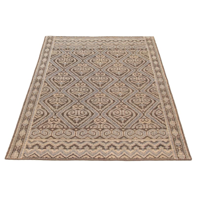 ECARPETGALLERY Hand-knotted Jules Serapi Dark Grey Wool Rug - 5'5 x 7'7