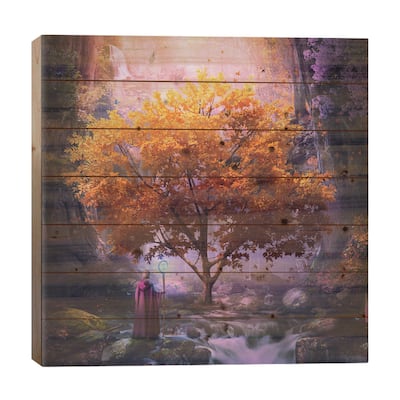 Woodland Realm Print On Wood by Cameron Gray - Multi-Color