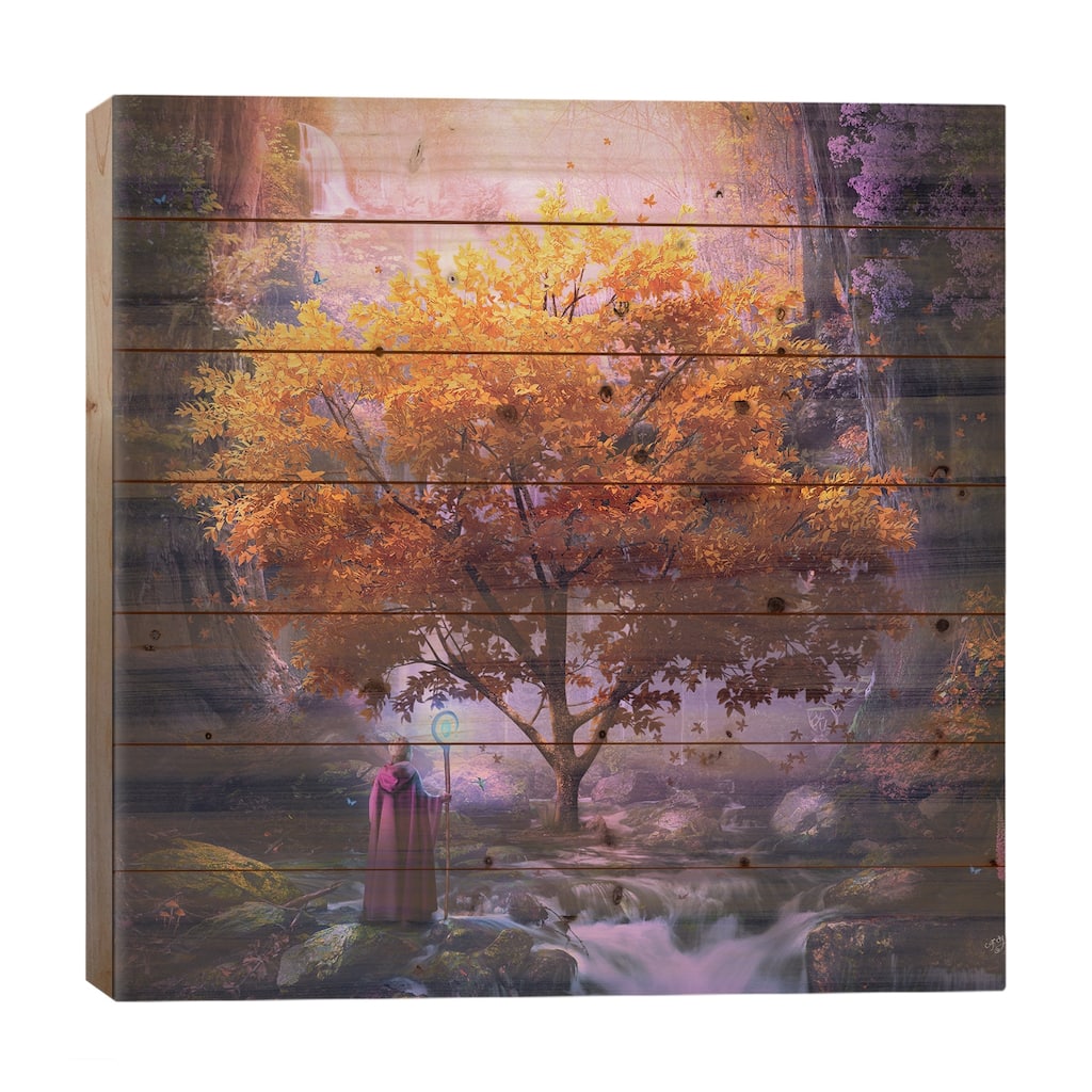 Woodland Realm Print On Wood by Cameron Gray - Multi-Color
