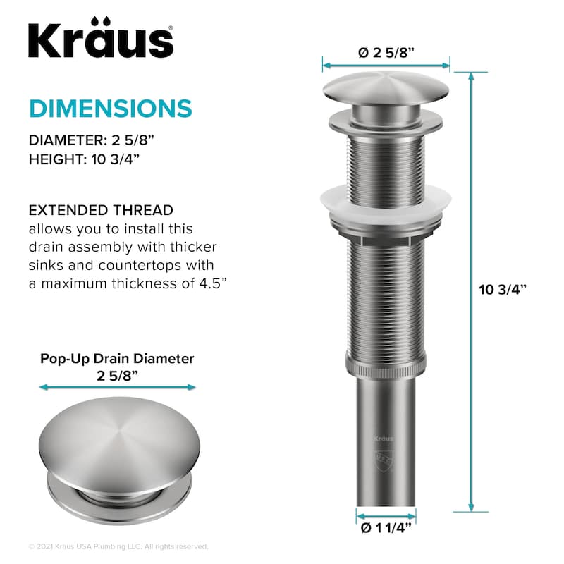 KRAUS Pop-Up Drain for Vessel Bathroom sink