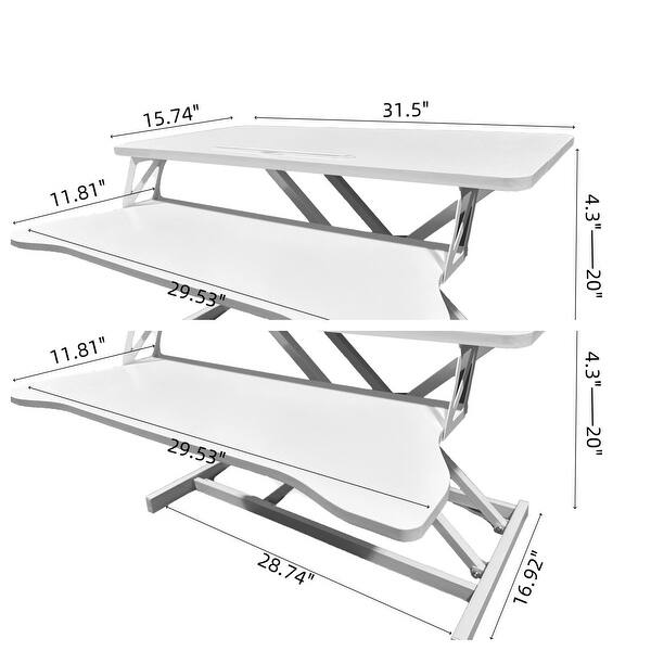 dimension image slide 1 of 2, 32 Inch Desk Converter Height Adjustable Sit to Stand Riser Computer Desk