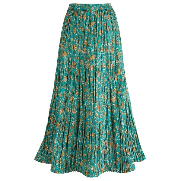 Women's Peasant Skirt - Traveler's Reversible Long Cotton Green Skirt