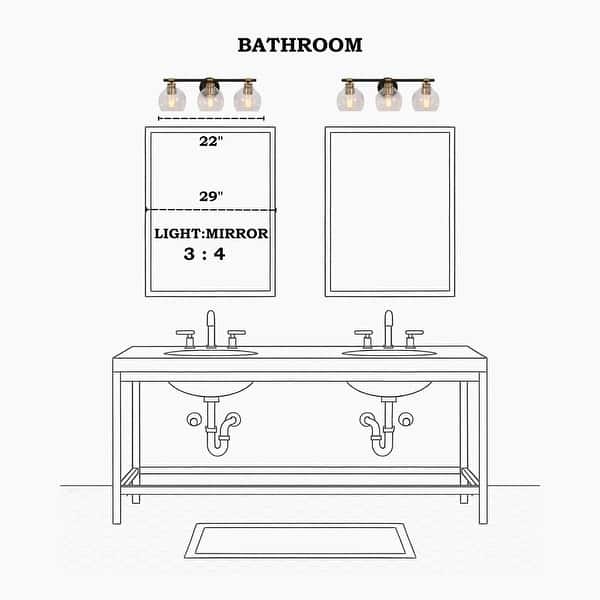 dimension image slide 1 of 3, Iain Modern Black 3/4-Light Bathroom Vanity Lights Globe Seeded Glass Dimmable Wall Sconces