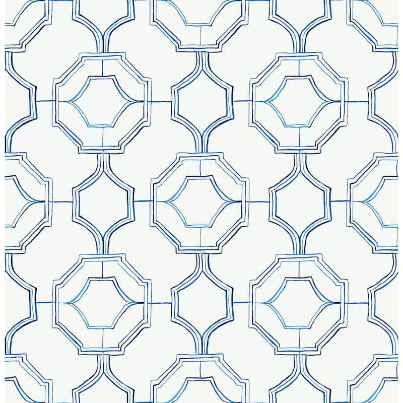 A-Street Prints Gallina Blue Trellis Wallpaper