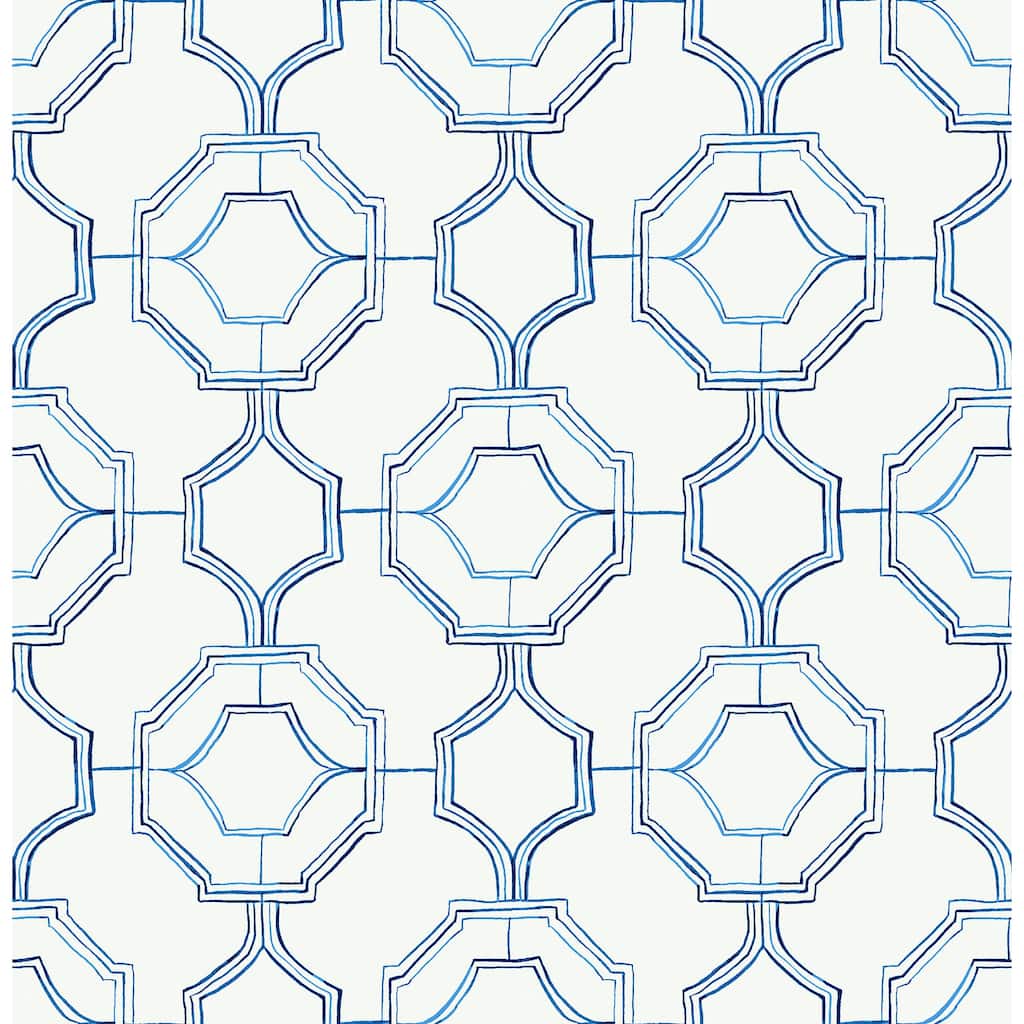 A-Street Prints Gallina Blue Trellis Wallpaper