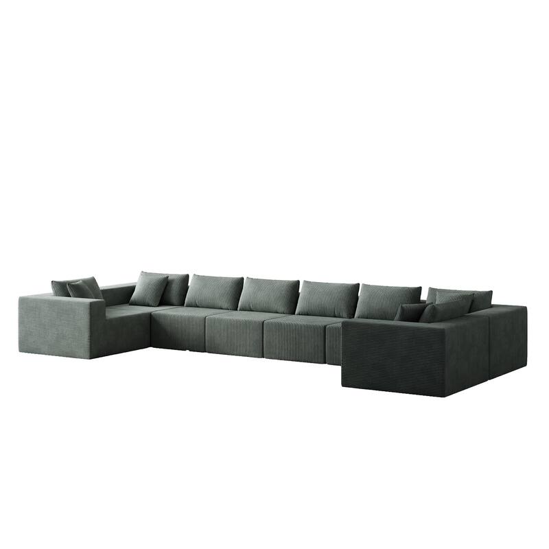 Modern Modular L Shaped Sectional Sofa with Corduroy Upholstery for Living Rooms or Apartments, No-Assembly