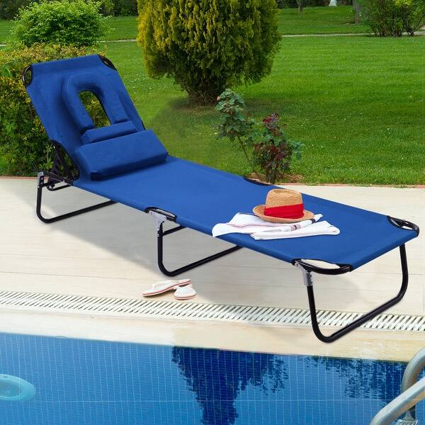 Shop Costway Patio Foldable Chaise Lounge Chair Bed Outdoor Beach